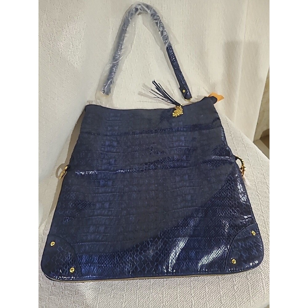 The Designer Drop Bag~Joy Mangano~Faux Croc Alligator Snake Handbag to Tote NWT